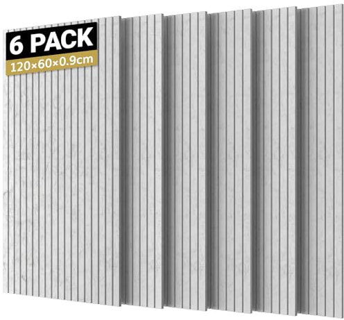 TONOR 6 Pack Large Acoustic Panels,47.2'' x 23.6'' x 0.35'' Acoustical Wall Panel, Self-Adhesive Sound Proof Panels, Decorative Soundproof Wall Panels for Echo Absorption for Home Studio Office, Grey