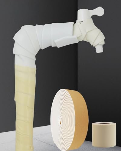 3 5 mm de Espesor Goma Espuma Tubo Espuma Aislante Cinta Autoadhesiva Tubo de Espuma Aislante para Tuberías de Exterior Cinta para Envolver Aislamiento de Tuberías de Agua Fría y Caliente 10 m(White,5