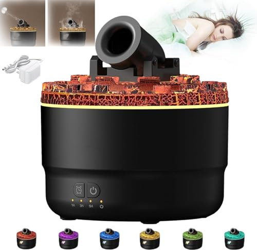 Cannon Aroma Luftbefeuchter mit LED, Cannon Luftdiffusor Aroma Diffuser, 7 Farben LED Dampf Kanone Luftbefeuchter Silent,Mit 3 Timer Timing, 280ML Diffusor, Wasserlose Abschaltautomatik (Schwarz)