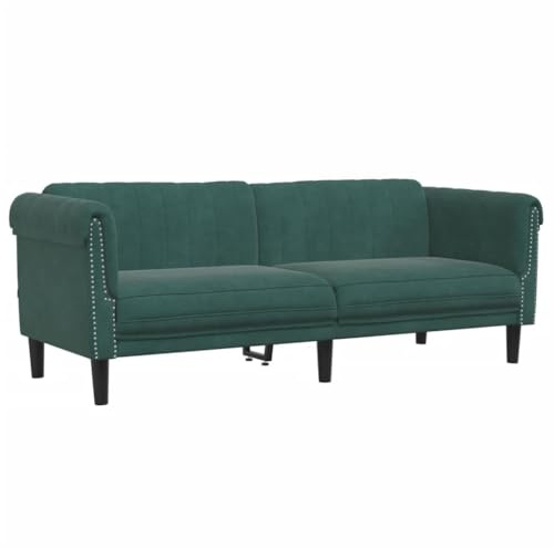 KOIECETA Sofa 3-Sitzer Couch mit Armlehnen Rückenlehne Stützbeine Loungesofa für Wohnzimmer Polstersofa Sofagarnitur Modern Dunkelgrün Samt