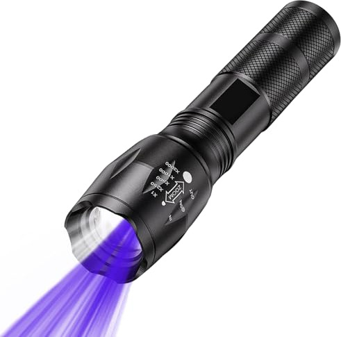 POCKETMAN LED UV Taschenlampen 2 in 1 mit Violett Licht und Weißes Licht,2 Modi,Zoombare,395nm Ultraviolette Detektor für Unechte Banknoten,eingetrocknete Urin-Flecken von Hunde, Katzen