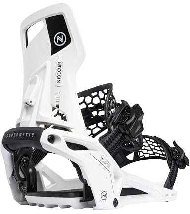 Nidecker OG Supermatic Snowboard Bindings – Auto Open System with Reclining Highback – Size L – White