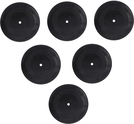 BATHVEVE de Discos de Vinilo Decorativos para Pared Negro 6 Piezas en Estilo Retro Material Plástico, Ideales para Decoración Vintage en Casa o Bar