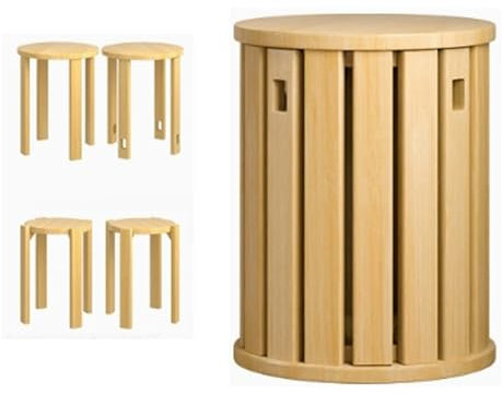 Stapelstühle 4er Set - Stapelhocker aus Massivholz für Wohnzimmer, Schlafzimmer, Büro oder Esszimmer als Beistelltisch oder Couchtisch