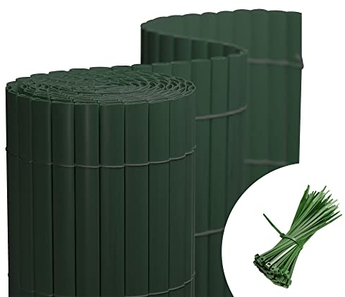 jarolift PVC Sichtschutzmatte Balkon Sichtschutz Wetterfest Garten Terrasse, Sichtschutzzaun Balkonverkleidung Zaun Sichtschutz, 160 x 500 cm, Grün, inkl. 50 Kabelbinder