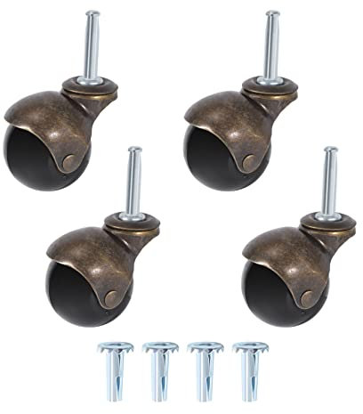 Giuneuow 4 Pack 2 Inch Ball Caster Stem Caster Wheel with Sockets,Vintage Antique Swivel Caster for Furniture,Sofa,Chair,Cabinet