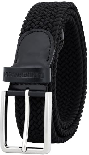 LINDENMANN Herren Stretchgürtel, Textil-Flechtgürtel für Golf schwarz