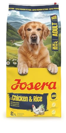 JOSERA Adult stor kyckling & ris (1 x 12,5 kg) | premium torrfoder för vuxna hundar stora raser | med laxolja | glutenfri | värdefulla fettsyror | XL-kroketter mot slingor | 1-pack