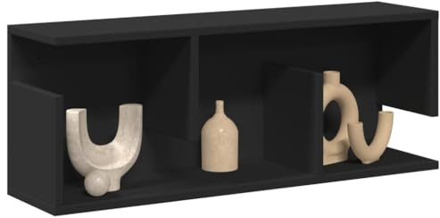 HaoChrymec Wandschrank mit 2 Regalen, Hängeschrank aus Holzwerkstoff, Praktischer Wandschrank Hängend für Badezimmer, Medikamentenschrank, Pflegeleicht, Schwarz, 80 x 20 x 30 cm