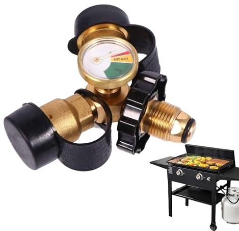 Siuwddee Diviseur de Bouteille de Gaz Double Voie, Adaptateur En Y Pour Bouteille De Gaz Propane, Raccord Tuyau Accessoires pour Barbecue Brûleurs Réchauds Camping