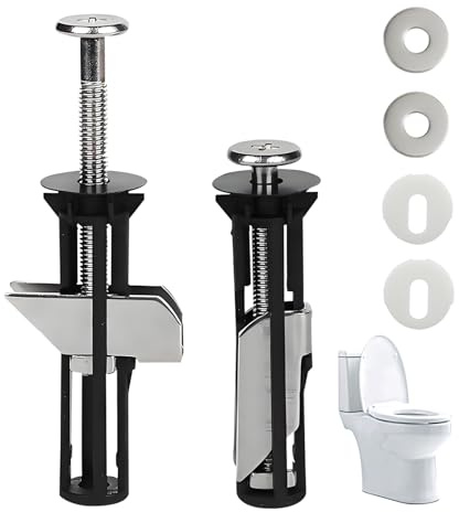Toilet Seat Replacement Kit - Universal Quick Release Hinge & Stainless Steel Screws, Easy Installation Hardware for Universal Toilets (2 Pack) (Screws-JS2) (silver) (silver)