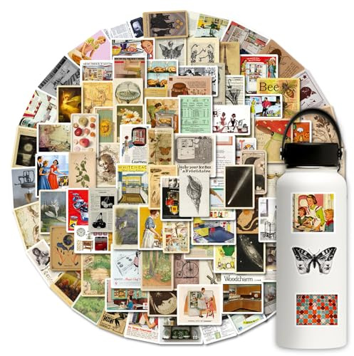 100Pcs Vintage Stickers, Nostalgic Art Graffiti Retro Stickers - for Scrapbook, Decor, Luggage, Laptop, Phone, Water Bottle, Suitcase, Notebooks, Album