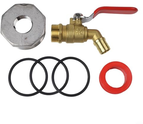 Bulevisiter 3/4 Zoll Messing Wasserzapfhahn Kit mit Dichtung für 55 Gallonen Trommeln, kompatibel mit Kunststoff- und Stahlfässern, auslaufsicherer Kugelhahn für Garten Regenwasserspeichersysteme