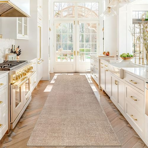 Stqyeiw Läufer Teppich für Flur 50 x 140 cm Lang rutschfest Küchenläufer Teppich Läufer für Küche Waschbar Teppichläufer Flur Teppich Küchenteppich für Eingang Schlafzimmer Korridor Waschküche Braun