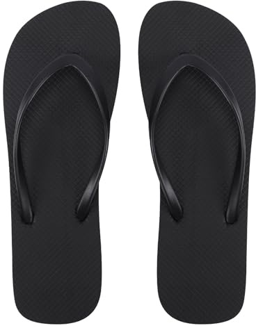 BBXWANG Unisex Flip Flops Ladies Womens Mens Black Flip Flops Rubber Flatform Beach Flipflops Shower Swimming Pool Shoes (Black, Adult, Men, 3, Numeric Range, UK Footwear Size System, 4, Medium)