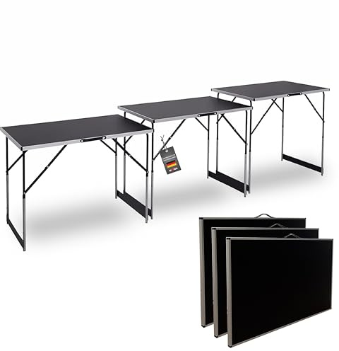 HEWATN 3-Teiliges Multifunktionstisch Set, Klapptisch Höhenverstellbar für Heimwerken Camping Feiern Picknick, Tapeziertisch, Stabil Faltbar Tisch 100x60 cm, Transportabel