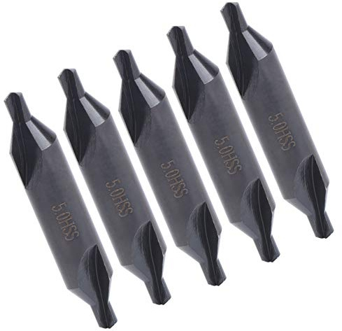 Yinhing Punte da Trapano Centrate da 5 Mm Utensili in Acciaio Rapido per Fresatrici Confezione da 5 Punte da Trapano per Lavorazioni Accurate