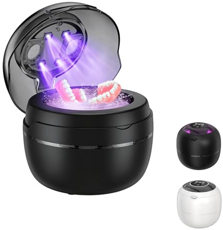 Dentaclean Nettoyeur Ultrasons,Stérilisateur Ultrasonique Uv 42000hz,Nettoyage En Profondeur Sans Produits Chimiques,Pour Gouttières Et Dentiers,Aligneurs,Protège - Dent (Noir)