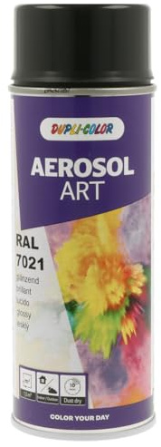 DUPLI-COLOR AEROSOL ART RAL 7021 schwarzgrau glänzend 400 ml, Spraylack für vielseitigen Einsatz, schnelltrocknend, hohe Deckkraft, für Innen- und Außenbereiche geeignet