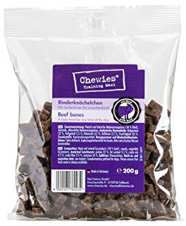 Chewies Hundeleckerli Rinder MAXI Knöchelchen - 4 x 200 g - Trainingsleckerli für Hunde - Fleisch Softies ohne Zucker - Hundesnacks mit hohem Fleischanteil (800 g)