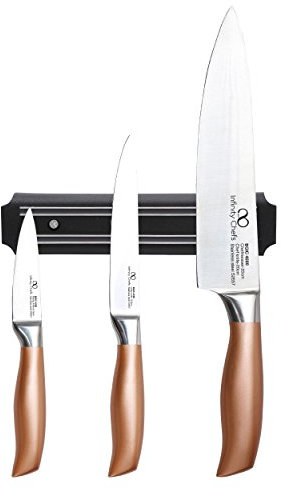 Bergner Infinity Chef Set de Cuchillos y Barra Magnética, Acero Inoxidable, Plateado, 20 cm