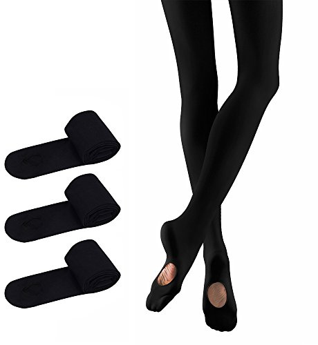 Bezioner Collant da Balletto Convertibili Calze da Danza per Ragazze Donna 3 Paia Nero S