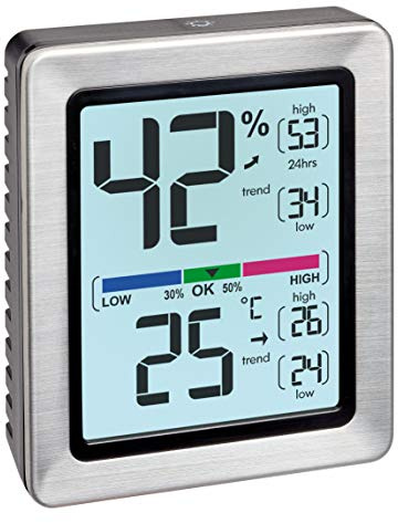 TFA Dostmann EXACTO Digitales Thermo-Hygrometer, 30.5047.54, Luftfeuchtigkeit, Temperatur, gesundes Wohnklima, besonders genau mit Präzisionssensor, L 74 x B 26 (48) x H 90 mm