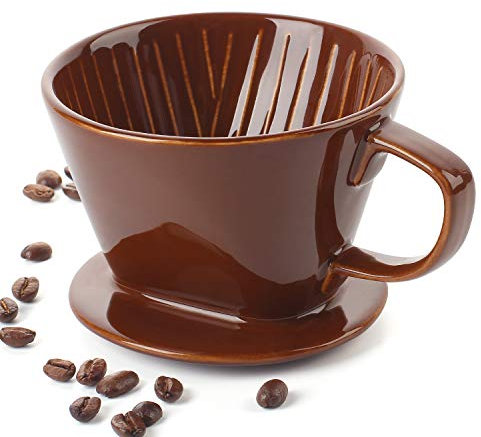 DOWAN Gotero de café, cafetera de cerámica, accesorios de preparación lenta de porcelana para el hogar, cafetería, restaurantes, cafetera manual fácil, marrón
