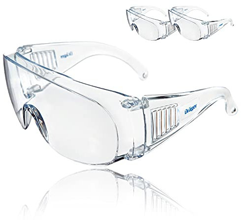 Dräger Schutzbrille X-pect 8110 | Überbrille auch für Brillenträger | Für Baustelle, Labor, Werkstatt und Fahrrad-Fahren | Leicht, klar und mit indirekter Belüftung | 3 St.