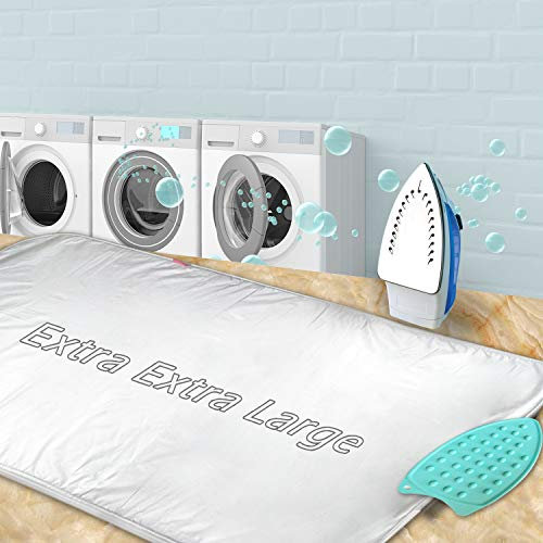 Bügelmatte, verdickt (81,3 x 139,7 cm), Bügeldecke, doppelseitig, mit hitzebeständigem Pad, extra große Bügelmatte für Tischplatte, Arbeitsplatte usw.