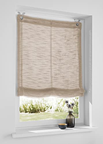 Raffrollo Ösenrollo Celtic halbtransparent Farbe beige Breite ca. 120 cm Höhe ca. 140 cm