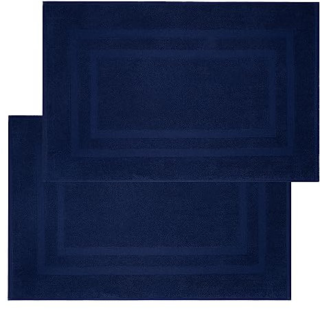 Weidemans Luxuriöse Badematten aus 100 % Baumwolle für Badezimmer, modernes Design, marineblau, maschinenwaschbar und umweltfreundlich, mit einem weichen und saugfähigen Unterfuß für Komfort