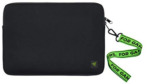 Razer Laptophülle aus Neopren, 33 cm (13 Zoll), Kratz- und wasserabweisend, gepolstertes Innenfutter, Klettverschluss, ausklappbares Mauspad, klassisches Schwarz | Gepolstertes Innenfutter, verhakungsfreier Klettverschluss, ausklappbares Mauspad