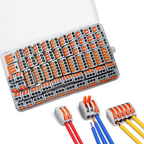 ZFYQ Electrical Connectors, 60 Pieces Connection Terminals with Control Lever, 30pcs 3 Inputs, 20pcs 2 Inputs, 10pcs 5 Inputs, for Solid, Stranded and Flexible Wires