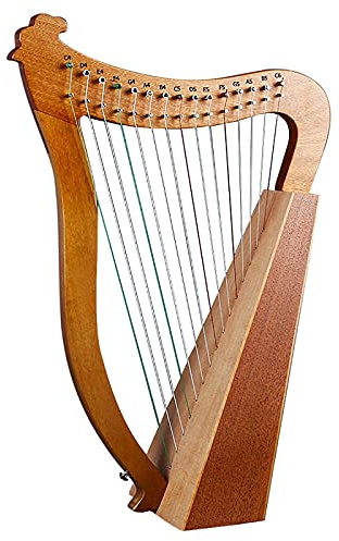 Mahagoniholz ​​15 Saiten Harfe, 24 Zoll / 62cm hoch, 3 Pfund Gewicht, hochwertige Nylonsaiten, Lyre Instrument mit Tuning-Schlüssel, Ersatzsaiten, englisches Tutorial, Picks