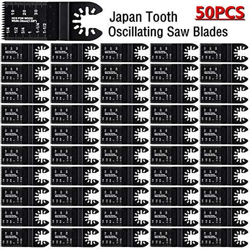 Ettonsun 50Pcs Wood Japan Oscillating Multitool Saw Blades Universal Multi Purpose Tool Blades for Fast Cutting Compatible with Fein Dewalt Multimaster Porter Cable Black&Decker Bosch Craftman