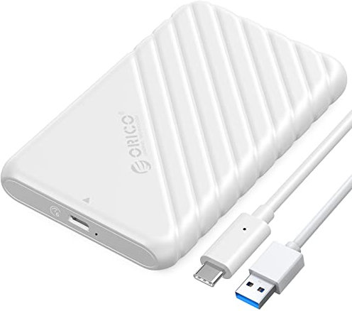 Case SSD 2.5, ORICO 6Gbps USB 3.1 Gen 1 Case Hard Disk 2.5 per 7mm e 9,5 mm, SATA I II III, HDD, SSD, Supporto UASP, TRIM, Tool Free Case HDD 2.5 SATA(Bianco, 25PW1-C)