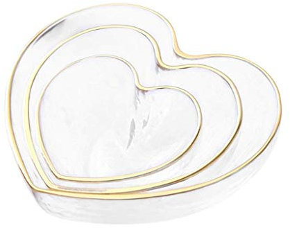 MIlAodE Dinner Plates Glass Love Salad Bowl Ins Nordic Phnom Penh Dessert Plate Home Vegetable and Fruit Plate Breakfast Cup 4 Piece Set 7 Inch Dishes Dessert Plates (Size : A) (A)