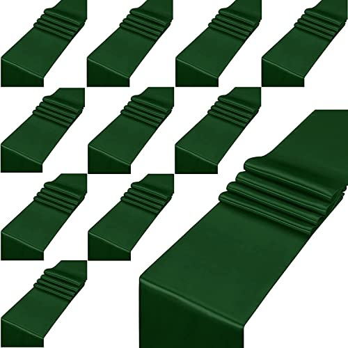 KAHEIGN 12Pcs Satin-Tischläufer Set, 30cm x 275cm Rechteckig Tischdecken Einfarbig Tischläufer Weicher Samt für Party Hochzeit Geburtstagsfeier Tischdekoration