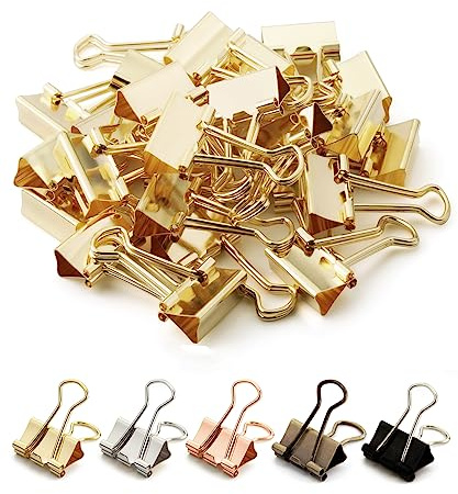 Mr. Pen- Small Binder Clips, 50 pcs, 0.75, Small Size, Gold Metal Binder Paper Clips, Paper Clamps for Office Supplies, Home, School, Business, Document Organizing