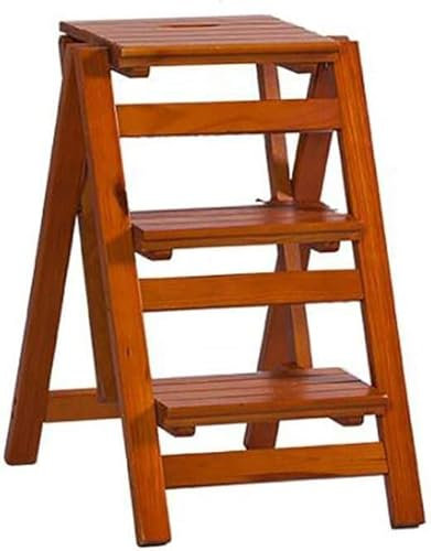 MAVERY Tritthocker, Massivholz, Blumenständer, Haushaltsleiter, Klappleiter, Regal, Holzleiter, für den Innenbereich, kleine Leiter, Pflanzenständer