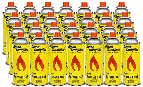 Alpen Camping Butan 28x 400ml Gaskartusche Gasflasche für Gaskocher Campingkocher Bunsenbrenner Lötbrenner 400ml EN417 (28)