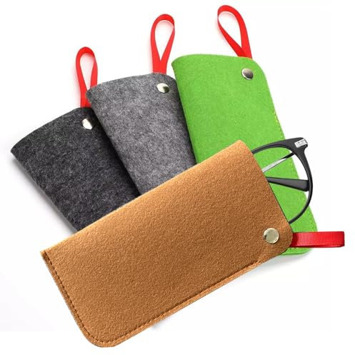 FZSECRIU 4 Stücke Brillenetui Weich, Brillenetui Filz, Brillentasche, Brillenetui Flach, Sonnenbrillen Etui, Brillenetui Groß, Brillen Organizer, Brillenetui Damen