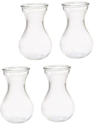 DECHOUS Small Glass Vases 4pcs Hyacinth Bud Vases with Flat Bottom for Desktop Use Hydroponic Plant Holders for Home and Office Decor