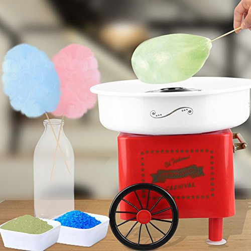 Máquinas de Algodón de Azúcar para Niños con 10 Palos y Cucharas, Maquina Algodon Azucar para Fiestas de Cumpleaños Familiares y Infantiles (B-Rojo)