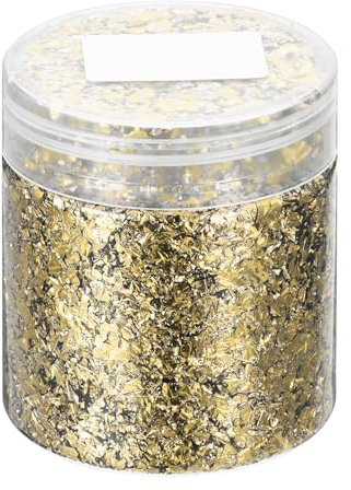 QUARKZMAN Blattgold Flocken für Harz, 3g Glitzer Basteln Metallfolienflocken, Vergoldungsflocken für Basteln DIY Nägel Schmuck Selber Machen Malen Kerzen Schmuckherstellung, Gold Silber