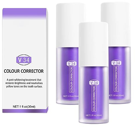Purple Teeth Whitening Toothpaste, Zahnpasta weiße Zähne, Aufhellung gelber Zähne, Zahnfleisch-Reparatur, lila Zahnaufhellung Gel, zahnpasta weisse zähne (3PCS)