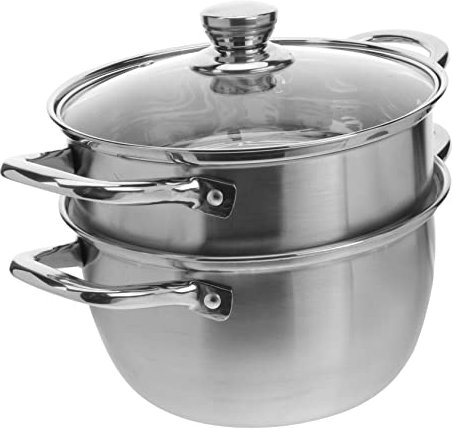 Cabilock Baño María De Acero Inoxidable Olla De Vapor Tapa De Vidrio Versátil Para Sopa y Más