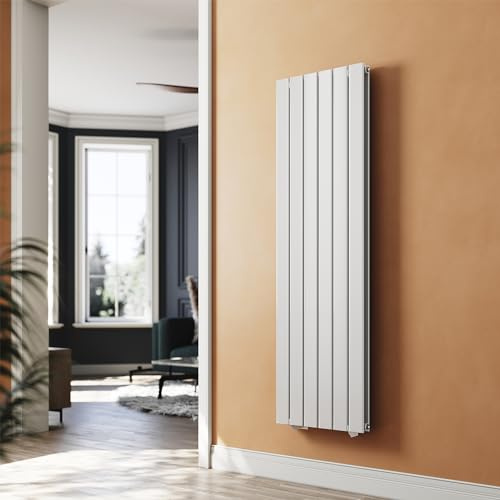 SUNXURY Radiatore piatto bianco 1600 x 465 mm, radiatore per bagno, design verticale, a doppio strato, con attacco centrale