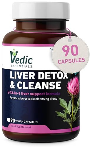 Vedic Advanced Liver Cleanse & Detox | High Strength Liver Support Capsules | 13 Essential Natural Ingredients for Healthy Liver Function | Vegan, UK Made, Premium Supplement